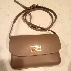 Mocha colored fashion cross body shoulder bag adjustable strap purse